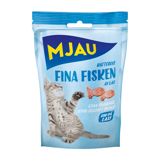 Treats Fina Fisken kattgodis i en förpackning på 30 g med smakrika bitar av fisk