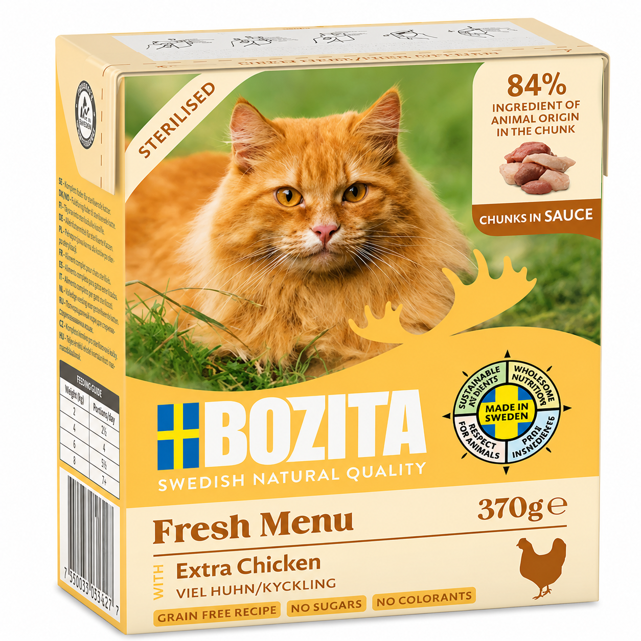 Bozita Sterilised Extra kyckling i sås 370 g – svenskproducerat och viktkontrollerande våtfoder för steriliserade husdjur