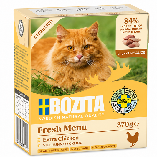 Bozita Sterilised Extra kyckling i sås 370 g – svenskproducerat och viktkontrollerande våtfoder för steriliserade husdjur