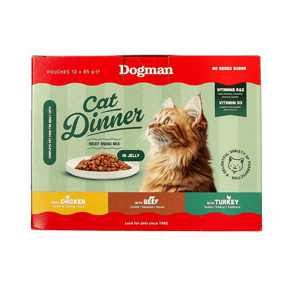 Cat Dinner Dinner in Jelly Multipack 12 x 85 g – praktiskt och smakrikt blandpack med portionspåsar i gelé för katter