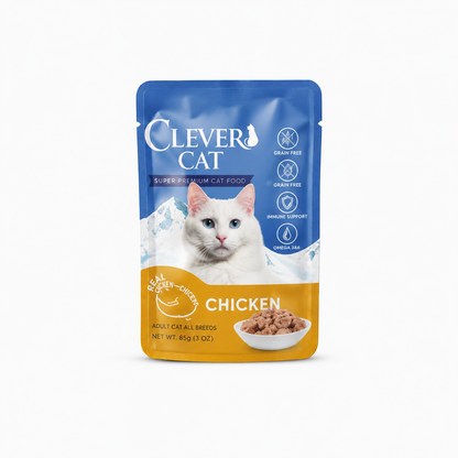 Clever Cat Pouches Mix 12 x 85 g – praktiskt och prisvärt blandpack med portionspåsar för katter