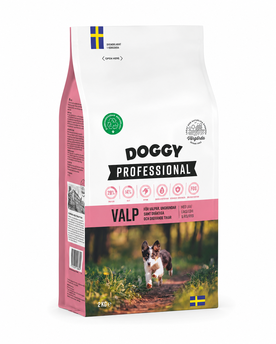 Doggy Valp Torrfoder 2kg – svensktillverkat och näringsrikt torrfoder för valpar