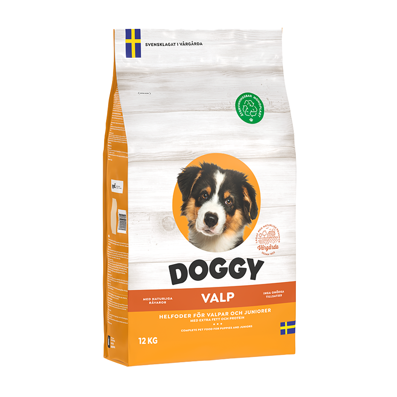 Doggy Valp Torrfoder 4,75kg – svensktillverkat helfoder och torrfoder för valpar