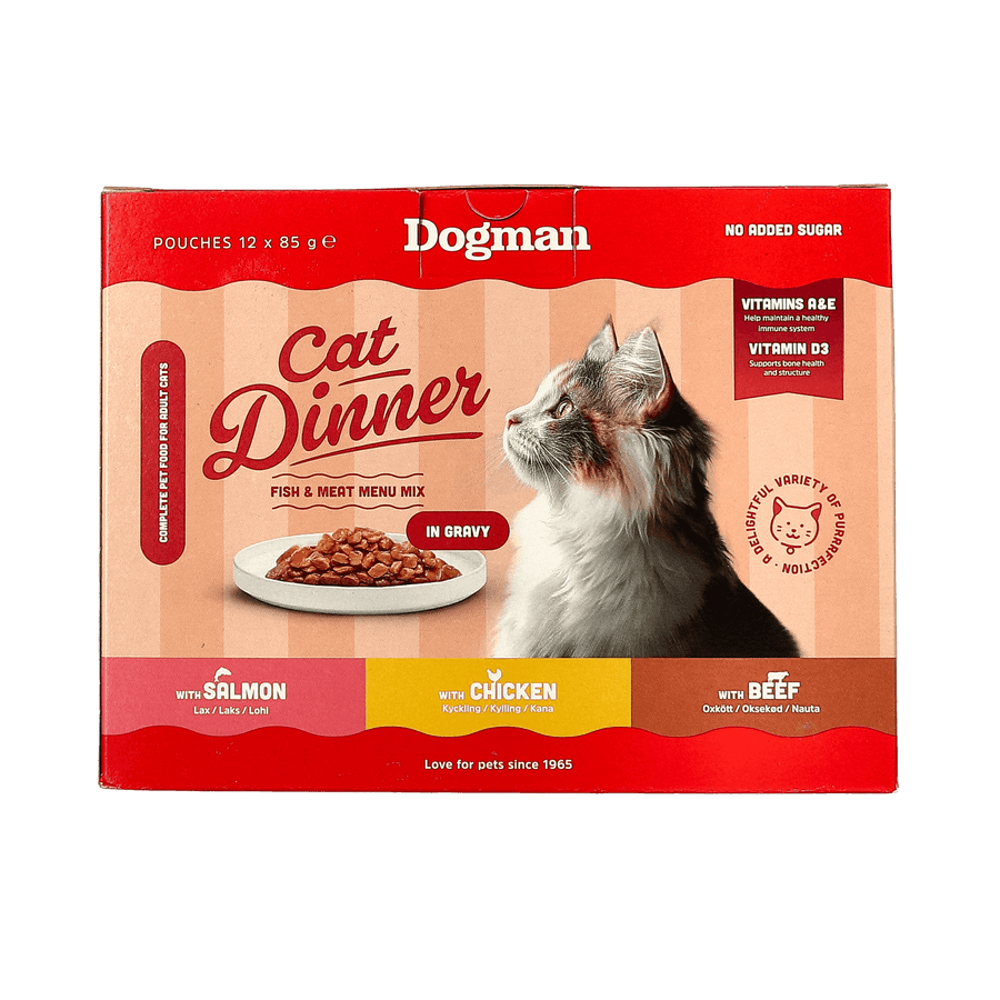 Cat Dinner Dinner in Gravy Multipack 12 x 85 g – smakrikt och praktiskt blandpack med kattmat i sås
