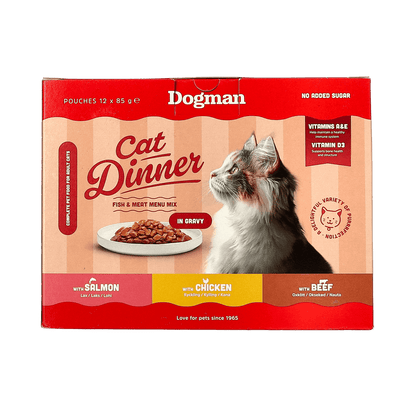 Cat Dinner Dinner in Gravy Multipack 12 x 85 g – smakrikt och praktiskt blandpack med kattmat i sås