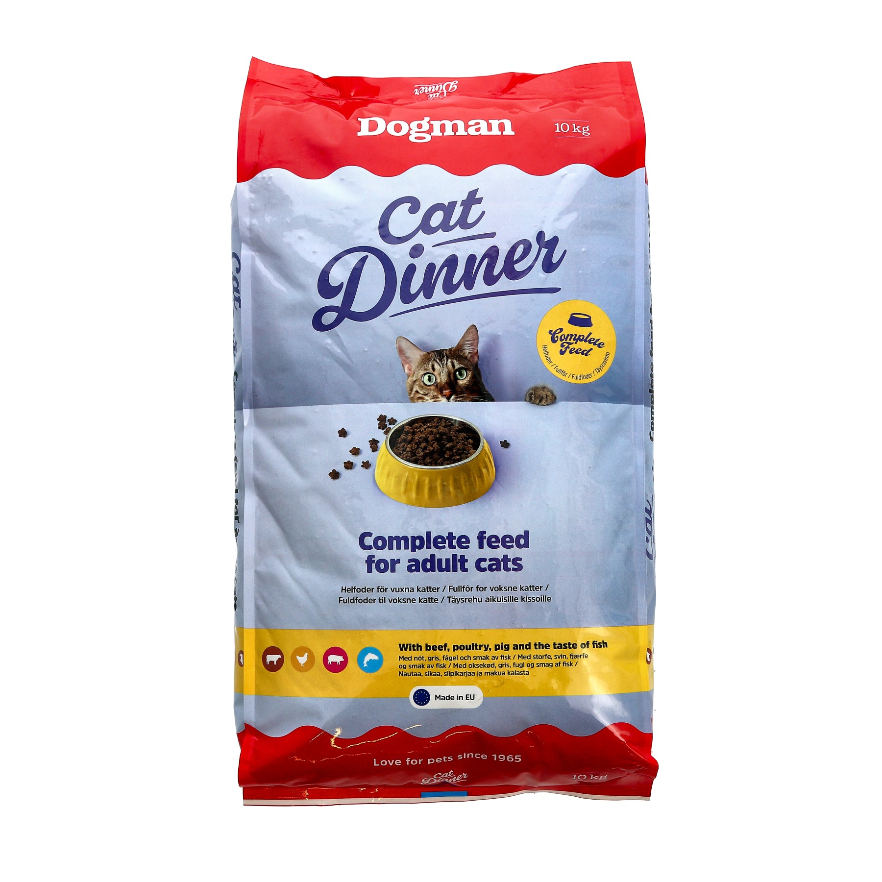 Dogman Dinner torrfoder för katt 10 kg – ekonomiskt och komplett helfoder i storsäck för katter