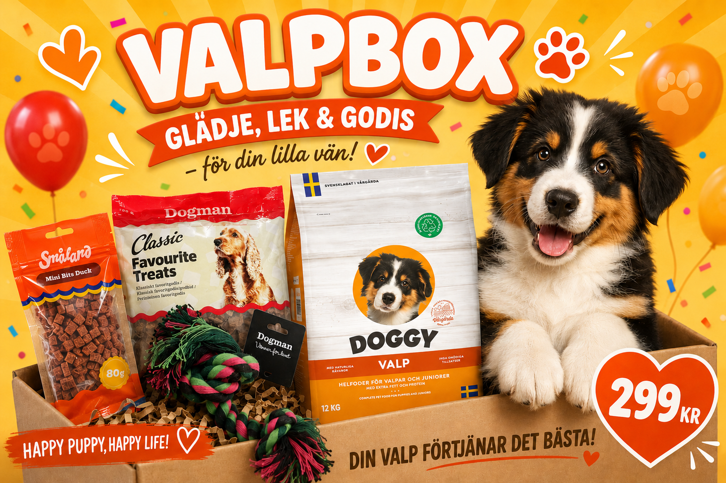 Valpbox | Doggy Foder, Dogman Godis & Vixen Leksak
